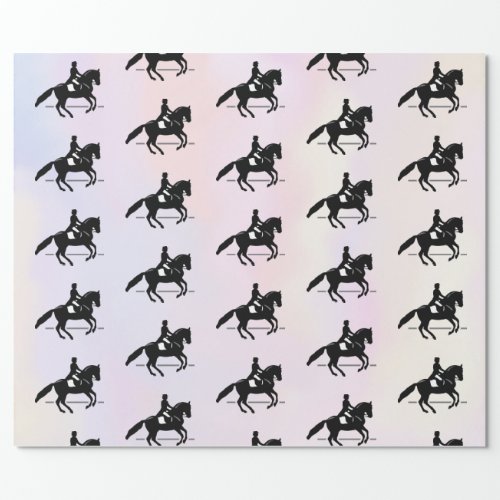 Elegant Dressage Rider on a Watercolor Background Wrapping Paper
