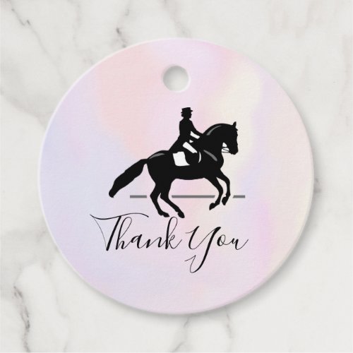 Elegant Dressage Rider on a Watercolor Thank You Favor Tags
