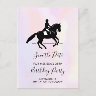 Elegant Dressage Rider on Watercolor Save the Date Invitation Postcard