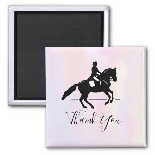 Elegant Dressage Rider on Watercolor Thank You Magnet