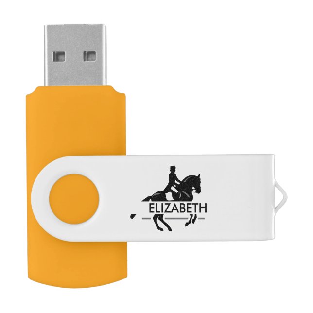 Elegant Dressage Rider Performing a Pirouette Flash Drive (Opened)