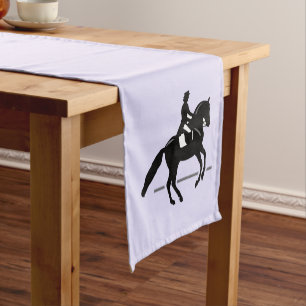 Elegant Dressage Rider Performing a Pirouette Short Table Runner