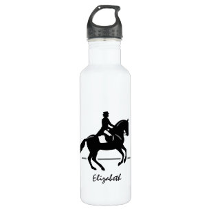 Elegant Dressage Rider Performing Pirouette Stainless Steel Water Bottle