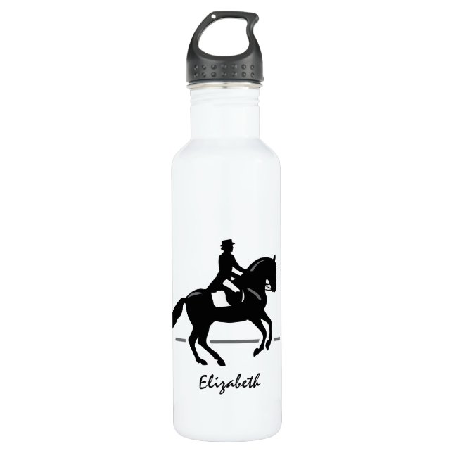 Elegant Dressage Rider Performing Pirouette Stainless Steel Water Bottle (Front)