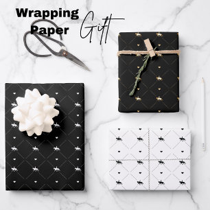 Elegant Dressage Riding White Black Gold Horses Wrapping Paper Sheets