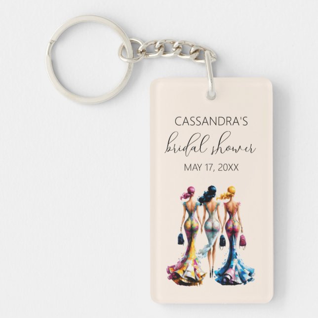 Elegant Dressing Girls Bridal Shower Keychain (Front)