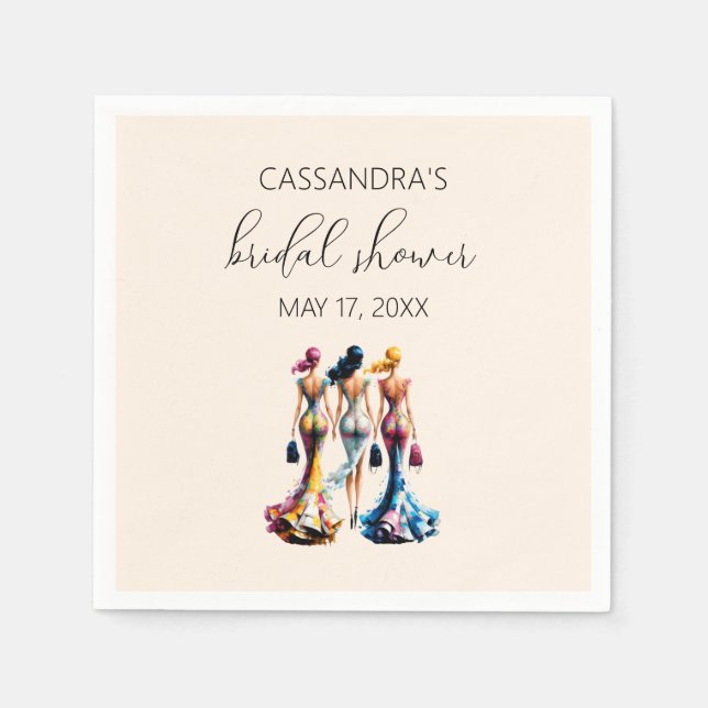Elegant Dressing Girls Bridal Shower Napkins (Front)