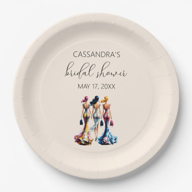 Elegant Dressing Girls Bridal Shower Paper Plates (Front)