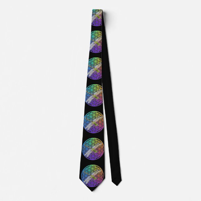 Elegant drgaonfly flower of life neck tie (Front)