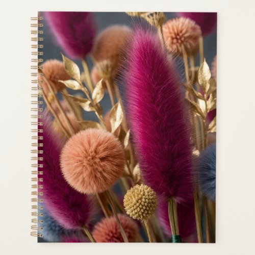 Elegant Dried Bunny Tail & Pom-Pom Floral Botanica Planner