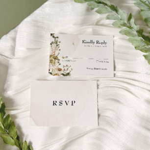 Elegant Dried Floral Wreath Wedding RSVP Card