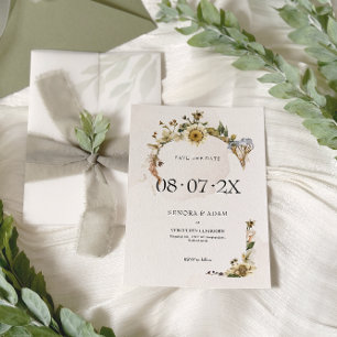 Elegant Dried Floral Wreath Wedding Save The Date