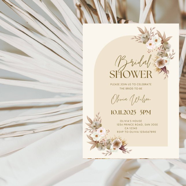 Elegant Dried Flowers Bridal Shower Party Invitation (Creator Uploaded)