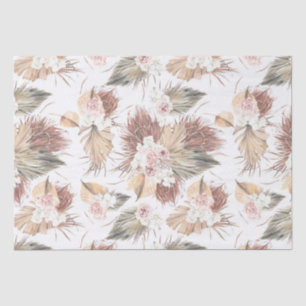 Elegant Dried Palm Leaves and Tropical Flowers Tissue Paper
