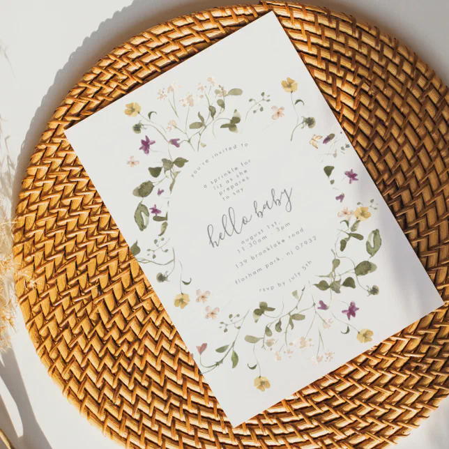 Elegant Dried Wildflower Pampas Floral Baby Shower Invitation 