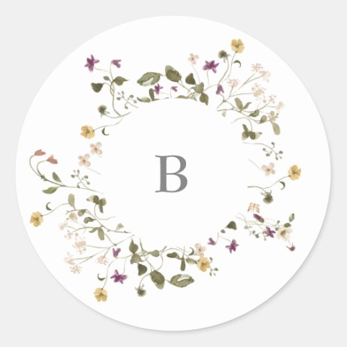 Elegant Dried Wildflower Pampas Floral Wedding Classic Round Sticker