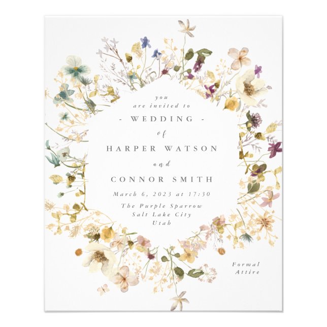Elegant Dried Wildflower Pampas Floral Wedding Inv Flyer (Front)