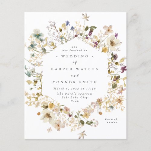 Elegant Dried Wildflower Pampas Floral Wedding Inv Flyer