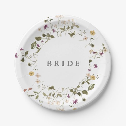 Elegant Dried Wildflower Pampas Floral Wedding Paper Plates