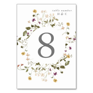 Elegant Dried Wildflower Pampas Floral Wedding Table Number