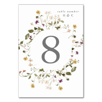 Elegant Dried Wildflower Pampas Floral Wedding Table Number