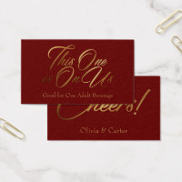 Elegant Drink Tickets, Gold Script on Burgundy