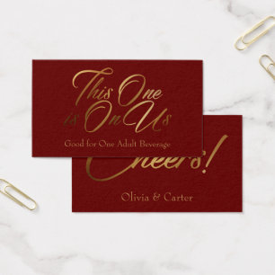 Elegant Drink Tickets, Gold Script on Burgundy