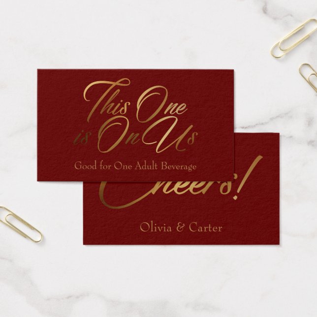 Elegant Drink Tickets, Gold Script on Burgundy (Office)