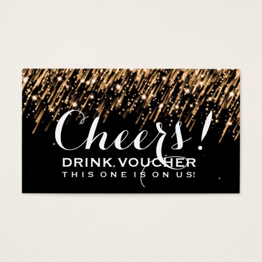 Customizable Elegant Drink Voucher Falling Stars Gold Business Card Template