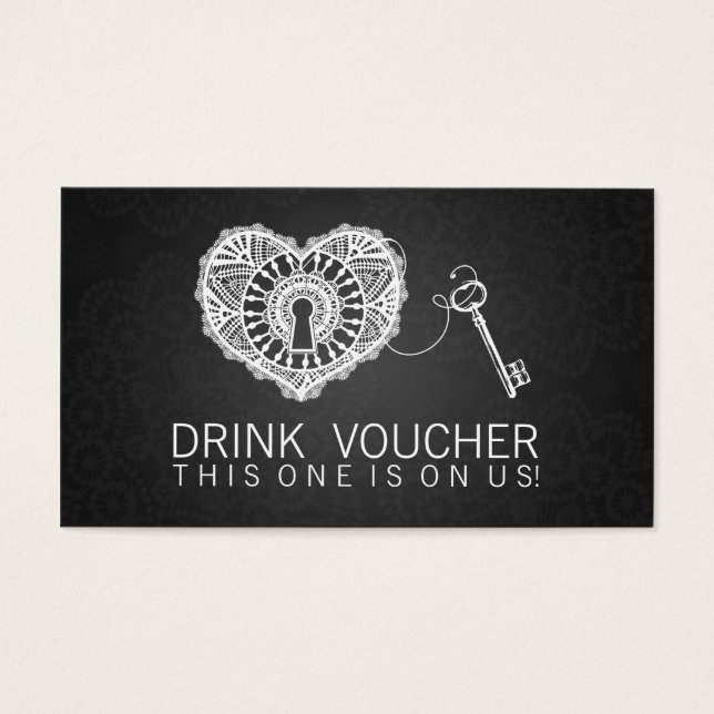 Elegant Drink Voucher Key To My Heart Black (Front)