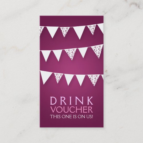 Elegant Drink Voucher Love Bunting Monogram Pink Discount Card