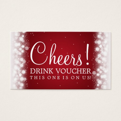 Customizable Elegant Drink Voucher Magic Sparkle Red Business Cards