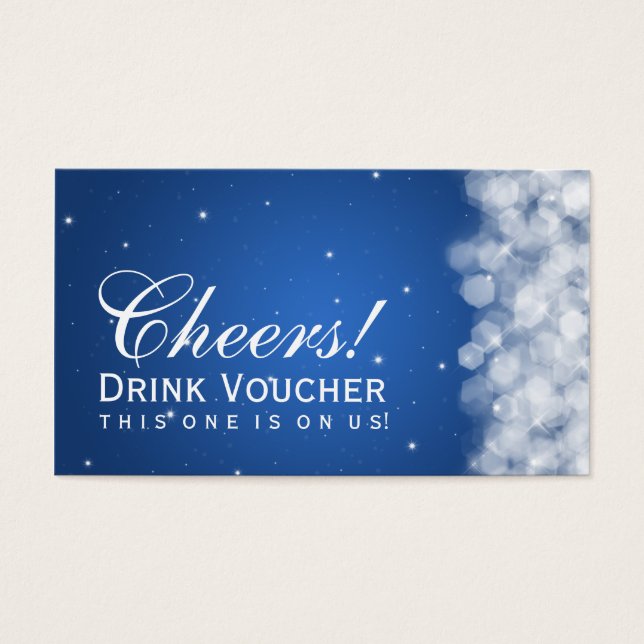 Elegant Drink Voucher Party Sparkle Blue (Front)