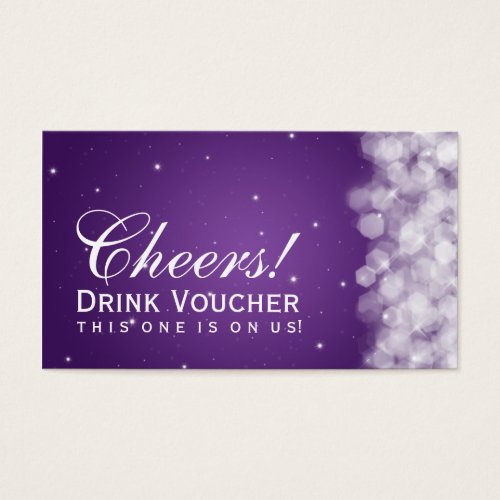 Elegant Drink Voucher Party Sparkle Purple Business Cards