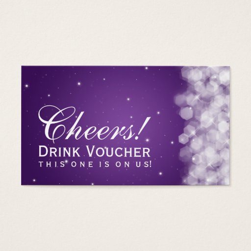 Customizable Elegant Drink Voucher Party Sparkle Purple Business Cards
