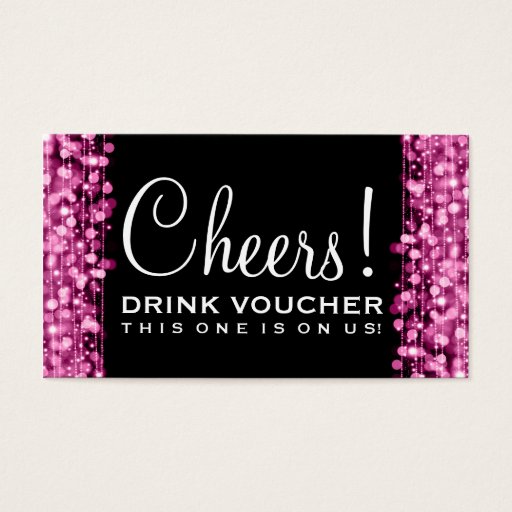 Customizable Elegant Drink Voucher Party Sparkles Pink Business Cards