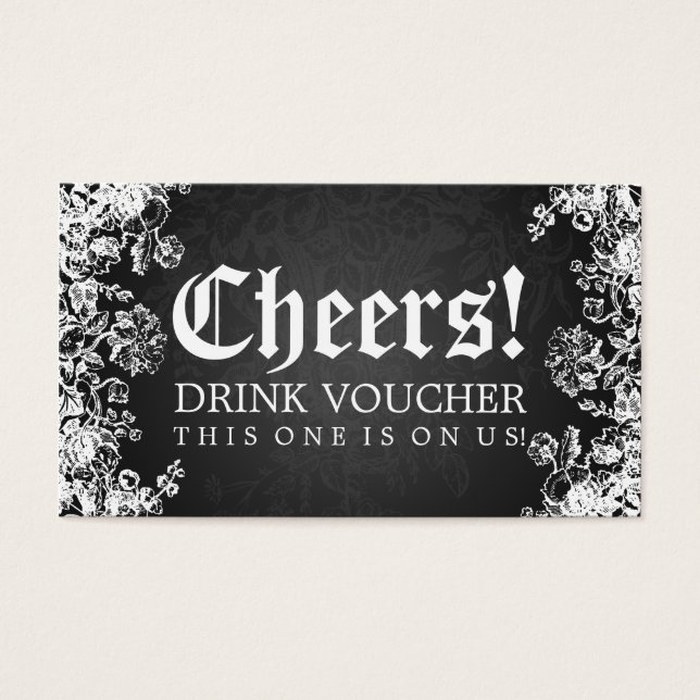 Elegant Drink Voucher Victorian Flourish Black (Front)