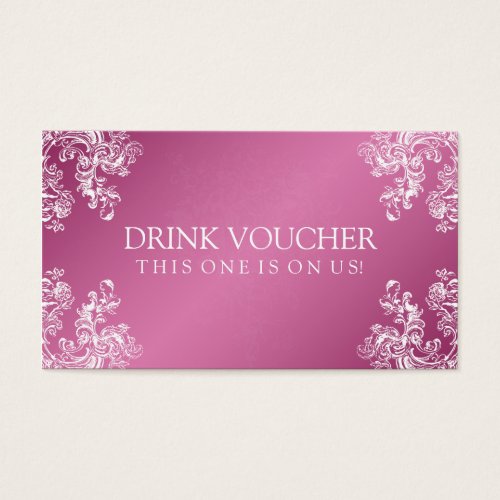 Elegant Drink Voucher Vintage Swirls 2 Pink