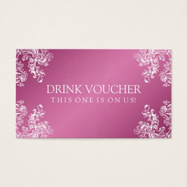 Elegant Drink Voucher Vintage Swirls 2 Pink (Front)