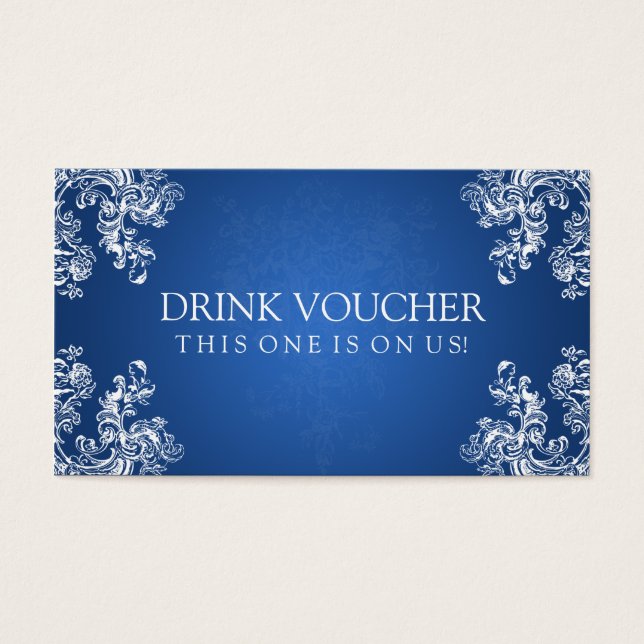 Elegant Drink Voucher Vintage Swirls 2 Sapphire (Front)