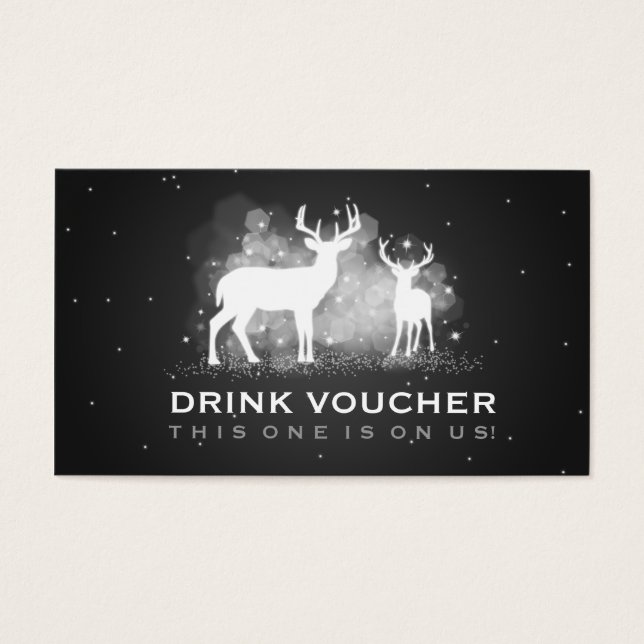 Elegant Drink Voucher Winter Deer Sparkle Black (Front)
