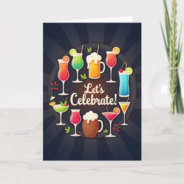 Elegant Drinks Birthday Card (Front)
