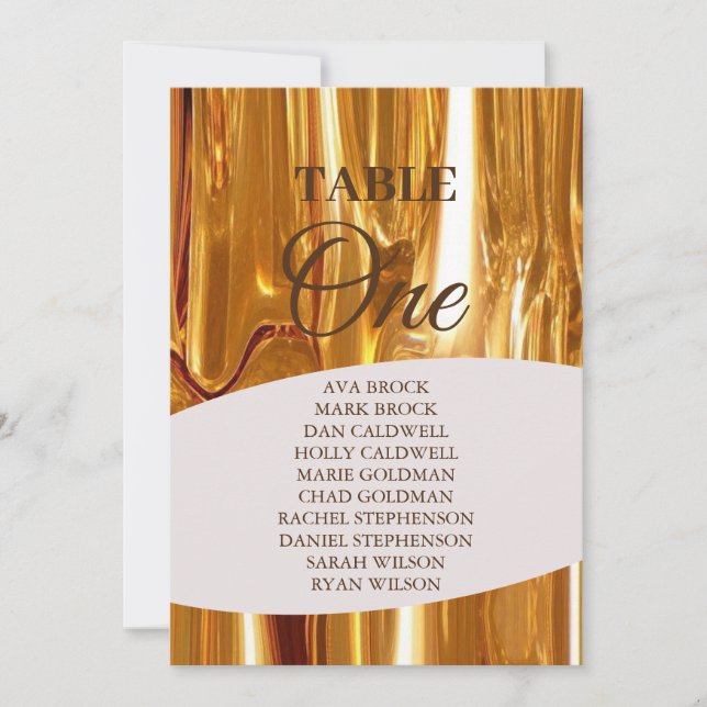 Elegant Dripping Gold Table 1 One Seating Chart  Invitation (Front)