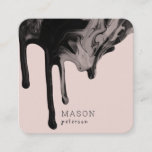 Elegant Dripping Marble Paint Seamless |blush Pink Square Business Card at Zazzle