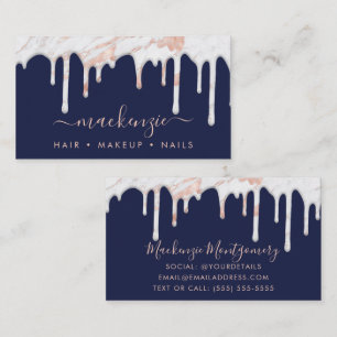 Elegant Dripping Rose Gold Marble Business Card