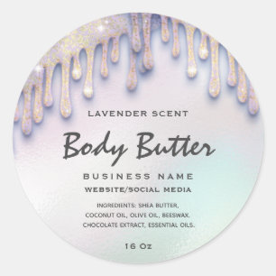 Elegant drips holographic body butter label