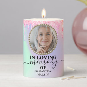 Elegant Drips Sympathy Remembrance Pillar Candle