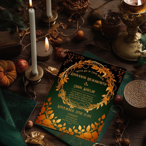 Elegant Druid Hill Autumn Themed  Foil Invitation