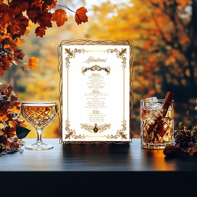 Elegant Druid Hills Autumn Bar Menu  Poster (Druid Hills Wedding Libations Bar Menu )