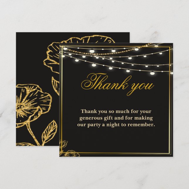 Elegant Dual Birthday Soiree  Thank You Card (Front/Back)